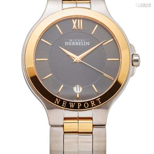 UNE MONTRE MICHEL HERBELIN BRACELET BICOLORE POUR GENTS, cad...