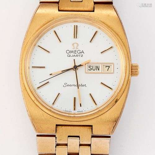 MONTRE DE GENTS EN PLAQUE OR OMEGA SEAMASTER QUARTZ, cadran ...