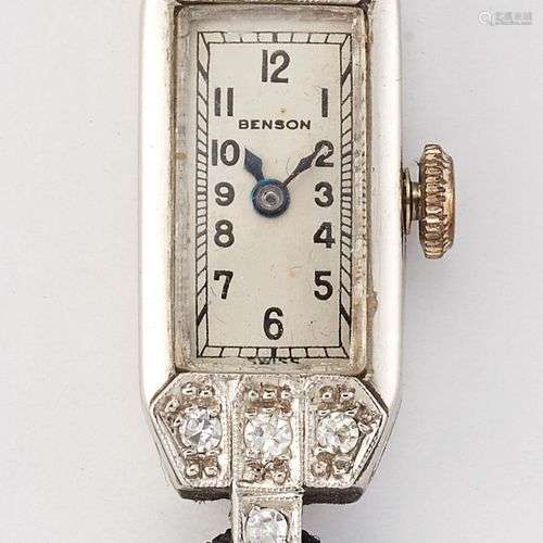 MONTRE BENSON EN PLATINE ET DIAMANT POUR DAMES, boîtier en f...