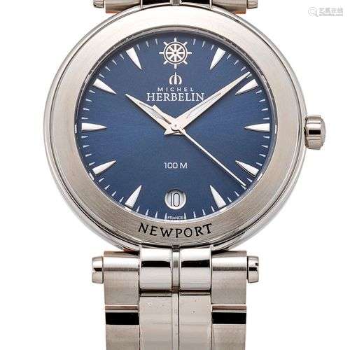 UNE MONTRE MICHEL HERBELIN NEWPORT BRACELET EN ACIER POUR HO...