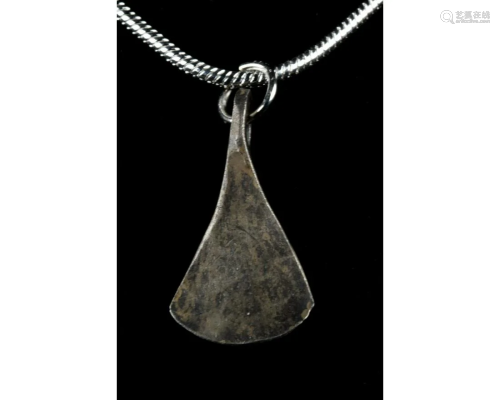 MEDIEVAL SILVER AXE SHAPED PENDANT