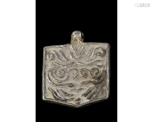 VIKING SILVER AMULET WITH STYLISED DECORATION