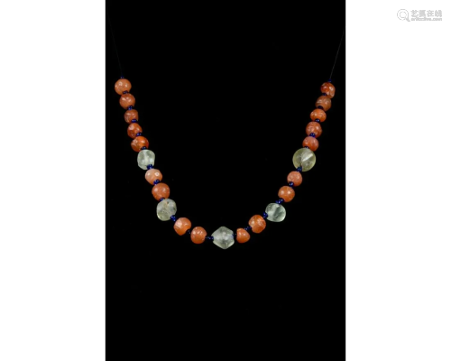 ROMAN GLASS AND CARNELIAN NECKLACE - WEARABLE