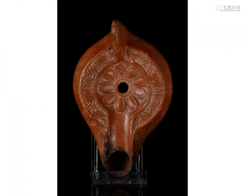 ROMAN TERRACOTTA OIL LAMP WITH DECORATION