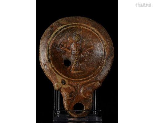 ROMAN TERRACOTTA OIL LAMP WITH CERES AND MAKERS M…