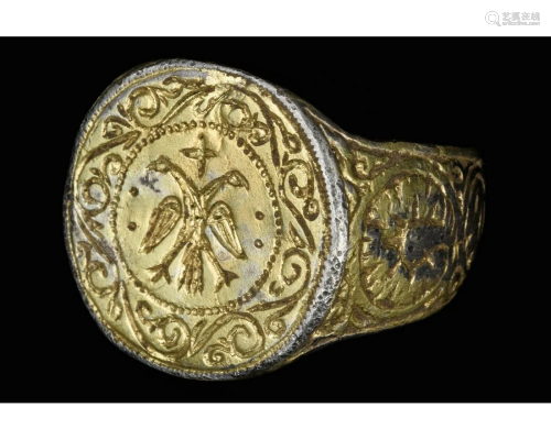 BYZANTINE SILVER RING WITH DOUBLE-HEADED EAGLE