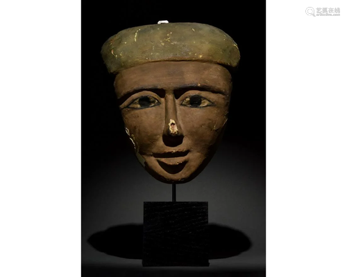 EGYPTIAN WOODEN MUMMY MASK