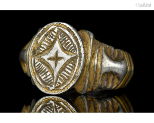 MEDIEVAL SILVER RING WITH STAR OF BETHLEHEM DECORATION