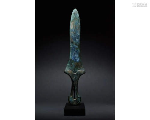 BRONZE AGE CELTIC DAGGER WITH HANDLE - SUPERB PATINA