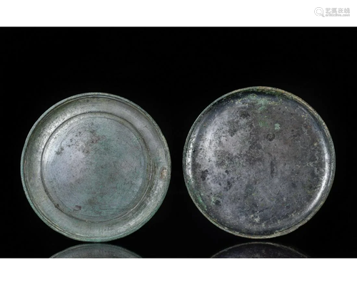 ROMAN TINNED BRONZE CIRCULAR DOUBLE MIRROR