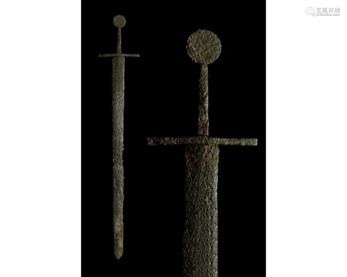 MEDIEVAL VIKING IRON SWORD WITH INSCRIPTION