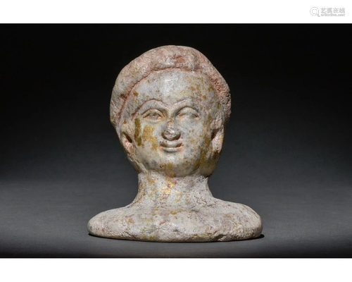 GANDHARAN GILDED MARBLE BUST