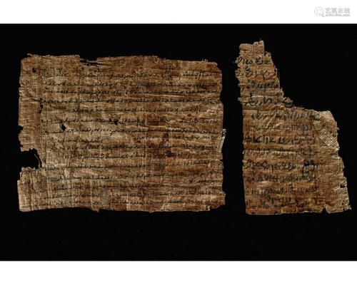 EGYPTIAN PAPYRUS FRAGMENTS WITH DEMOTIC