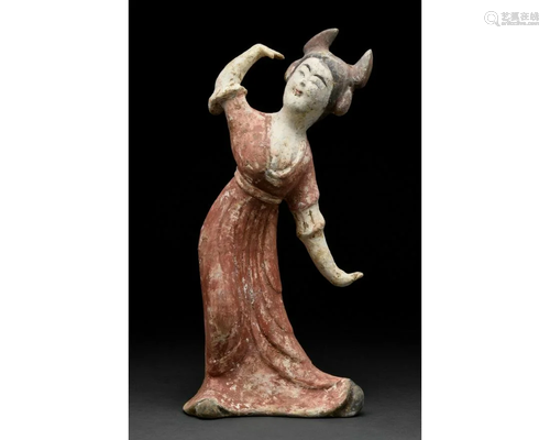 CHINESE TANG DYNASTY TERRACOTTA DANCER FIGURE