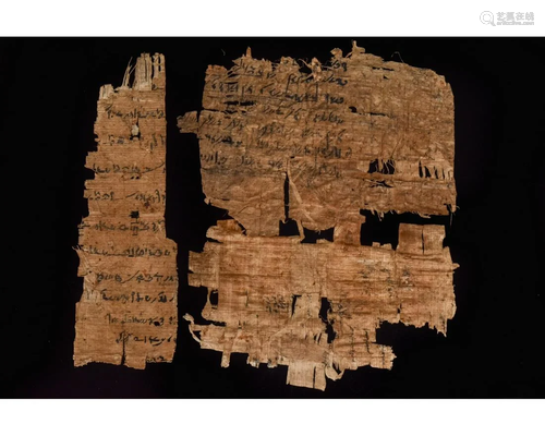 EGYPTIAN PAPYRUS WITH DEMOTIC TEXT