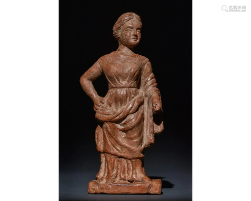 STANDING FEMALE ROMAN TERRACOTTA FIGURE