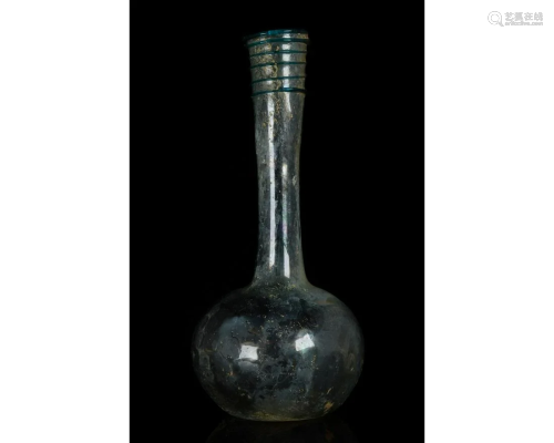 TALL ROMAN GLASS FLASK WITH TRAIL
