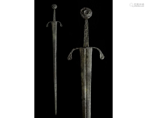 MEDIEVAL IRON SWORD WITH HANDLE AND INLAY