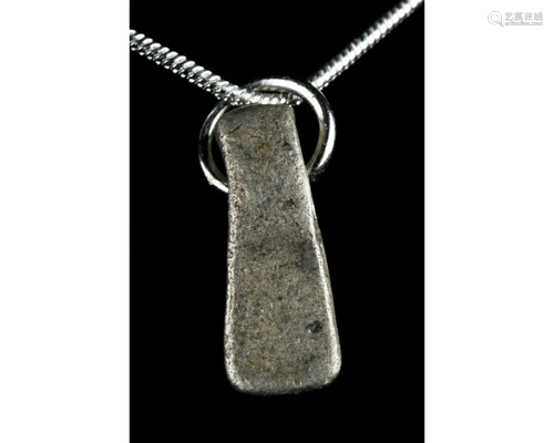 MEDIEVAL SILVER AXE-SHAPED PENDANT