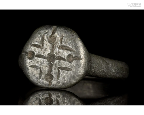 MEDIEVAL SILVER RING WITH CROSS