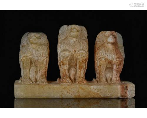 EGYPTIAN SCRIBAL SET OF THREE BABOONS