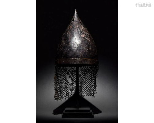 RARE MEDIEVAL HELMET WITH ORIGINAL CHAINMAIL