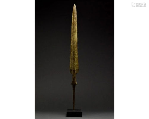 ANCIENT BRONZE LONG SPEAR HEAD