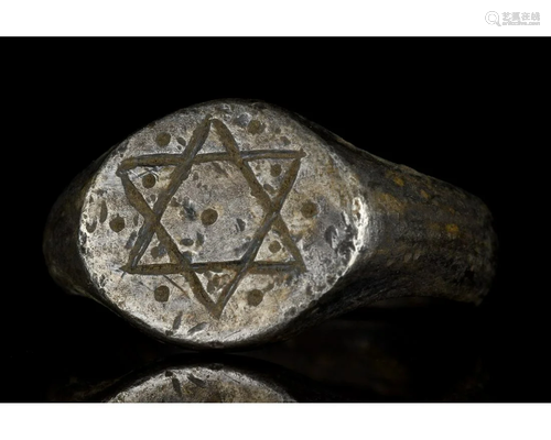 MEDIEVAL SILVER RING WITH STAR OF DAVID