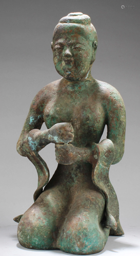 A Bronze Maiden Statue