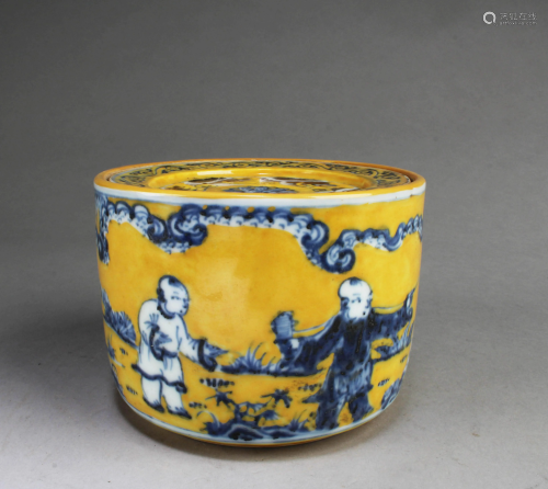 Chinese Famille Jaune Porcelain Cricket Container