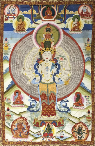 Cloth embroidery 11-faced Avalokitesvara Bodhisattva