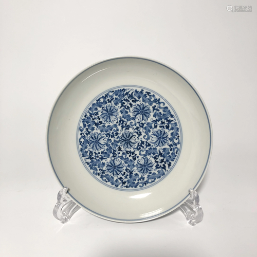 Blue and white plate