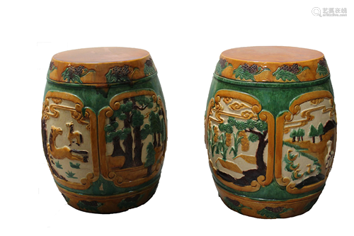 A Pair of Chinese Porcelain Garden Stools