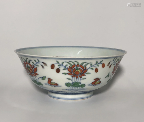 A Beautiful Chinese DouCai Porcelain Bowl.