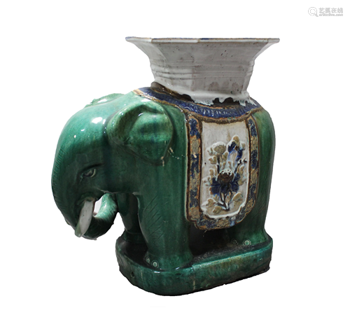 Chinese Porcelain Elephant Shaped Flower Stand