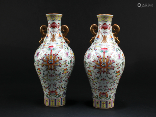 A Pair of FaLangCai Vases