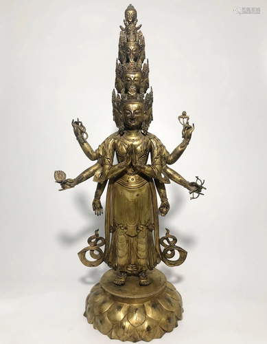 Gilt bronze 11-faced Guanyin