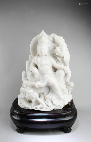 Chinese Jade Stone Carved Bodhisattva