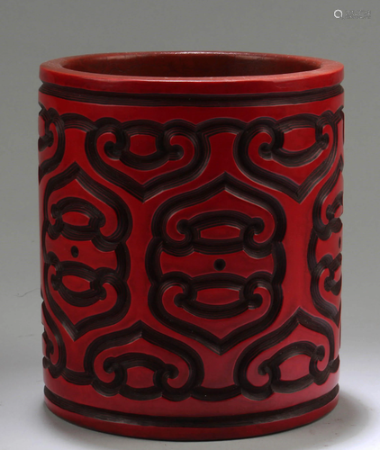 Chinese Cinnabar Lacquer Brushpot