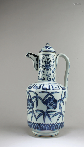 Chinese Blue & White Porcelain Teapot with Lid
