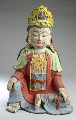 Chinese Polychrome Bronze Buddha Statue