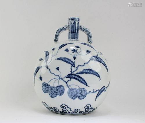 Chinese Blue & White MoonFlask Vase