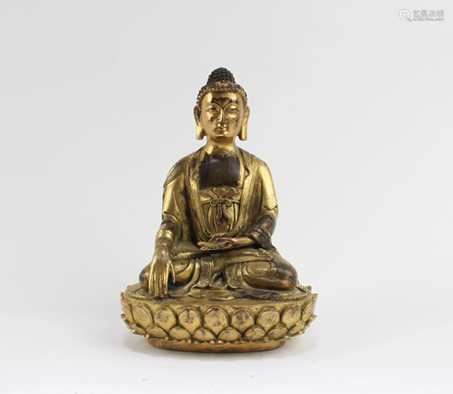 A Gilt Bronze Seated Buddha Statue