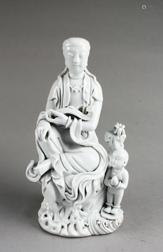 Chinese Blanc De Chinese Bodhisattva Statue