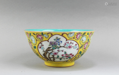 Chinese Famille Jaune Porcelain Bowl