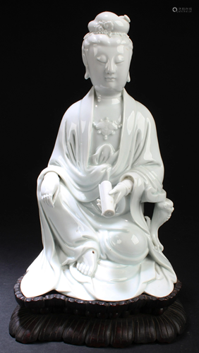 Antique Chinese Blanc De Chine Guanyin Statue