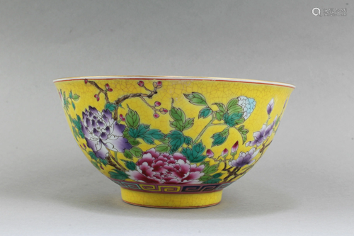 Chinese Famille Jaune Porcelain Bowl