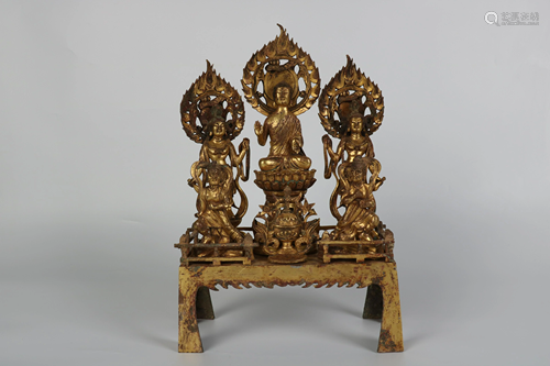 A GILT-BRONZE FIGURE OF BUDDHAS.TANG PERIOD