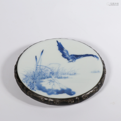 A BLUE AND WHITE DISH.MARK OF WANGBU