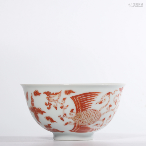 A COPPER-RED BOWL.MARK OF KINGXI